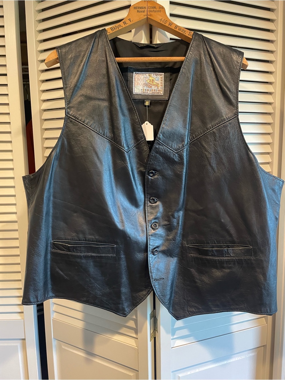 Black Leather Vest - Classic Men Button Front Vest - SEXY!  🏍️ Leathers for ALL